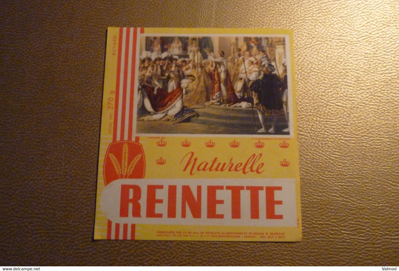 Buvard Reinette 6 - Produits Alimentaires Et De Régime "Le Couronnement De Napoléon - 2 Décembre 1804". - Alimentaire