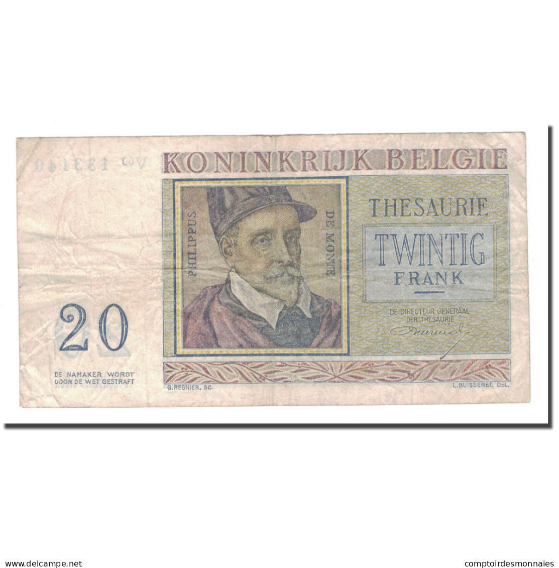 Billet, Belgique, 20 Francs, 1956, 1956-04-03, KM:132b, TB - Sonstige & Ohne Zuordnung