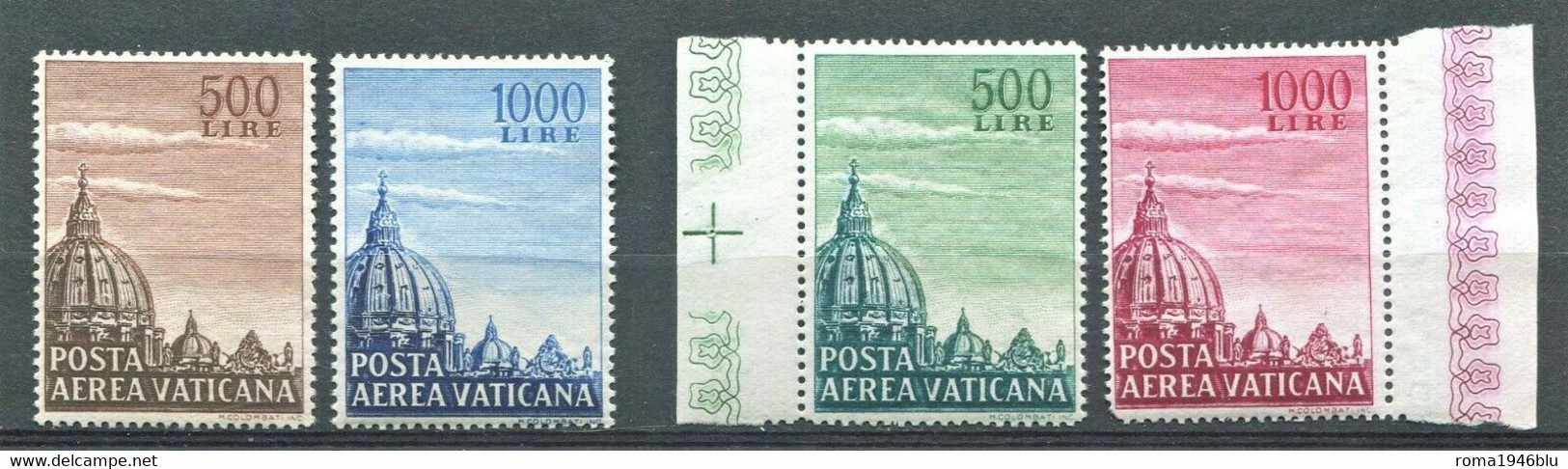 VATICANO 1953/58  POSTA AEREA CUPOLA I° E II°   ** MNH CENTRATI - Poste Aérienne