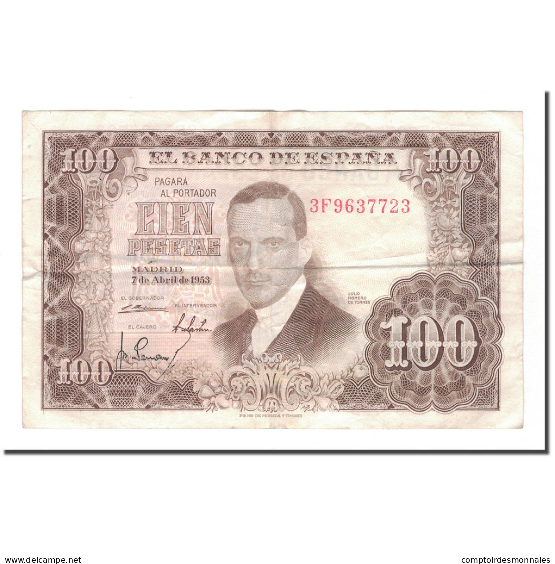 Billet, Espagne, 100 Pesetas, 1953, 1953-04-07, KM:145a, TTB - Other & Unclassified