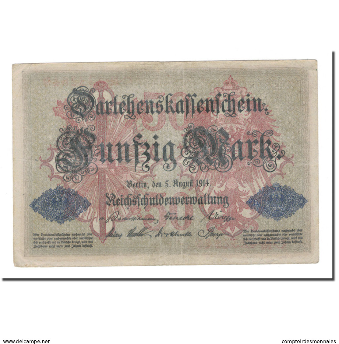 Billet, Allemagne, 50 Mark, 1914, 1914-08-05, KM:49b, TB+ - 50 Mark