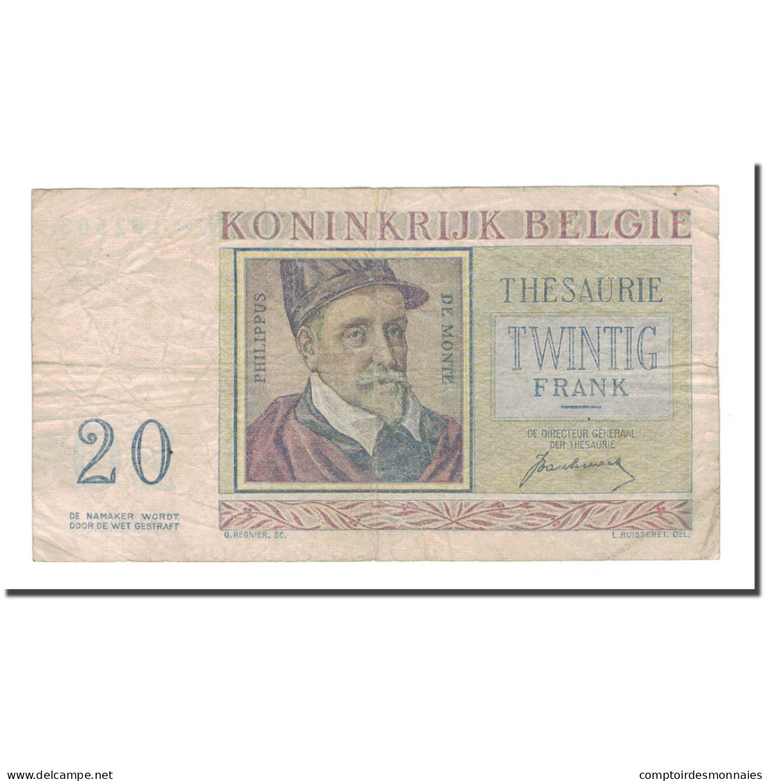 Billet, Belgique, 20 Francs, 1950, 1950-07-01, KM:132a, TB - Otros & Sin Clasificación