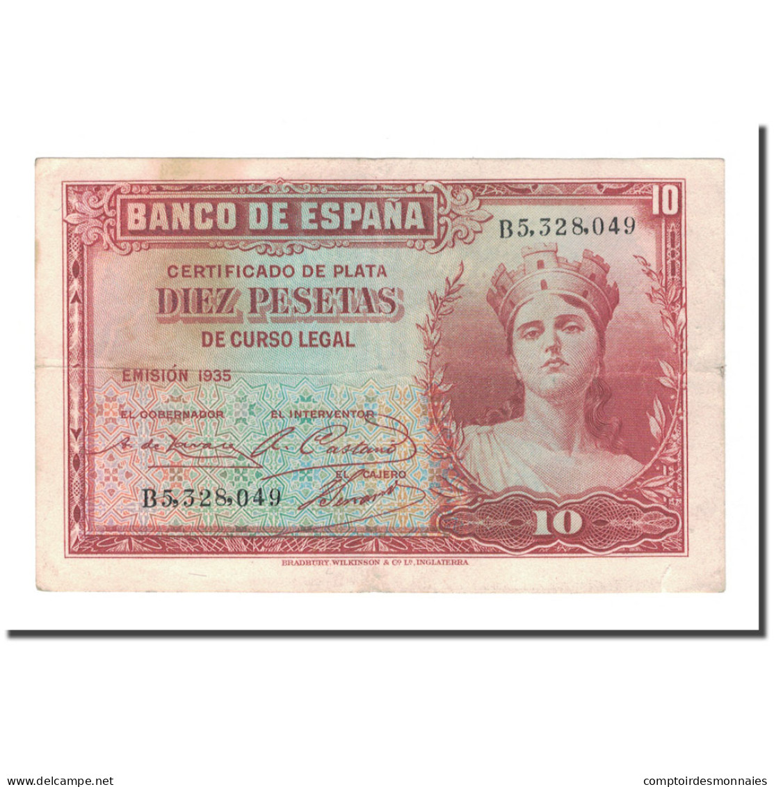 Billet, Espagne, 10 Pesetas, 1935, KM:86a, TB+ - 10 Peseten