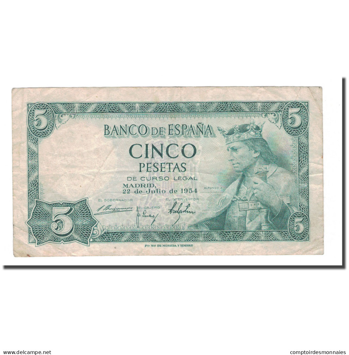 Billet, Espagne, 5 Pesetas, 1954, 1954-07-22, KM:146a, TB - 5 Peseten