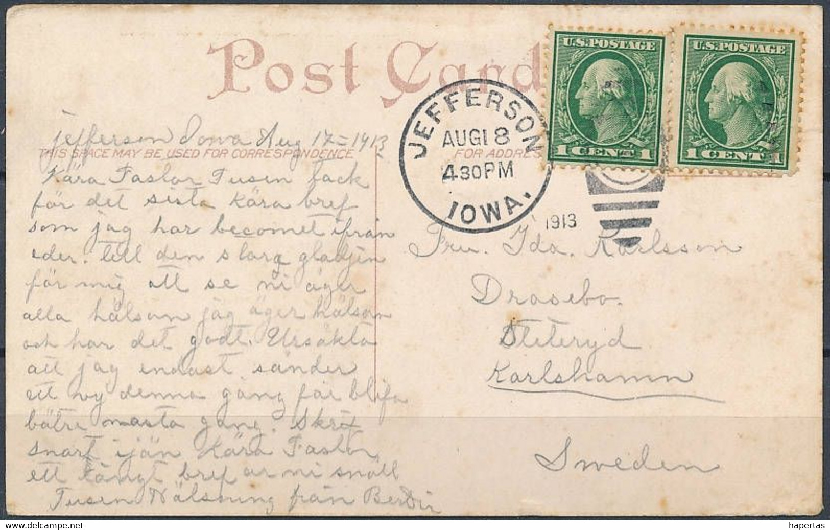 Omaha Auditorium, Omaha, Neb. / Postmark - Posted 1913 - Omaha
