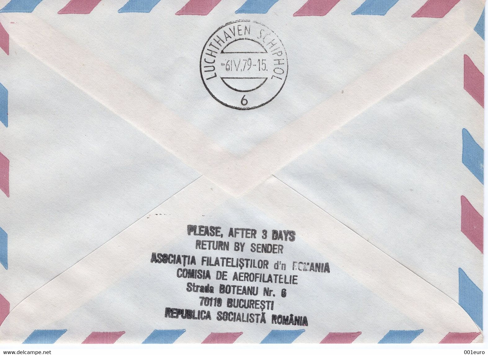 ROMANIA 1979: AEROPHILATELY, FLIGHT BUCHAREST - PRAGA - AMSTERDAM, Illustrated Postmark On Cover  - Registered Shipping! - Poststempel (Marcophilie)