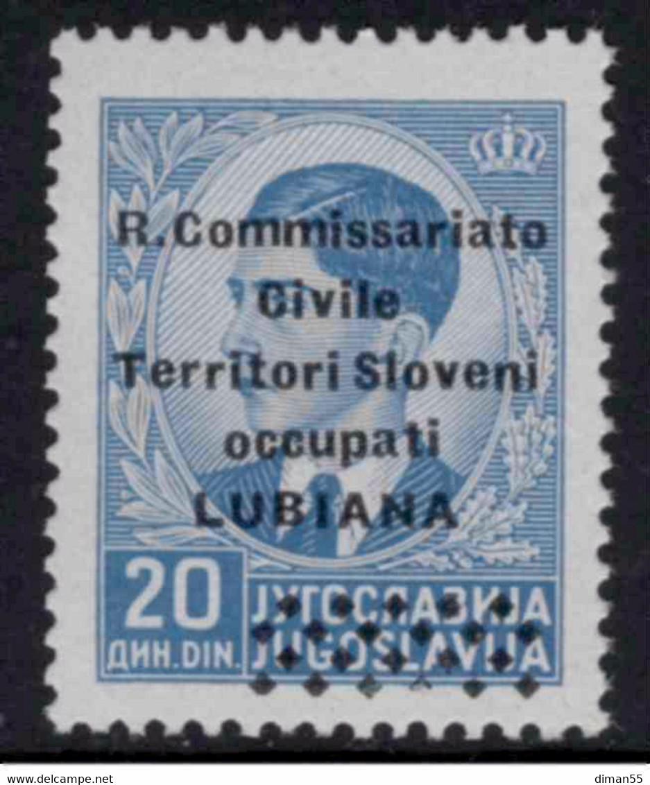 LUBIANA Occ. Italiana - Sassone N.32xc Cv 200 Euro - Gomma Integra  MNH**  Firmato Diena Varietà Su Ultima Riga Di Rombi - Lubiana