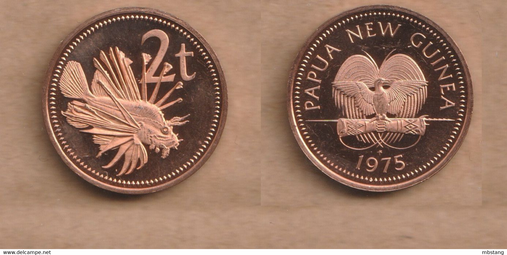 PAPUA NUEVA GUINEA  2 TOEA 1975  Copper Plated Zinc • 4.15 G • ⌀ 21.72 Mm  Proof KM# 2 - Papua New Guinea