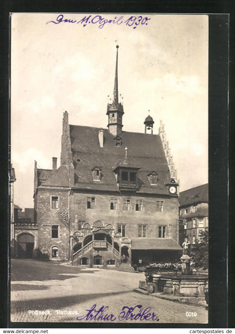 AK Pössneck, Rathaus Im Sonnenschein - Poessneck