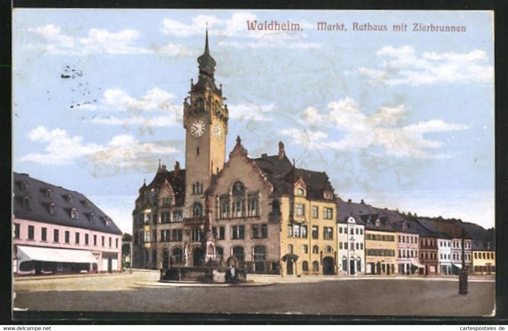 AK Waldheim, Markt, Rathaus Mit Zierbrunnen - Waldheim