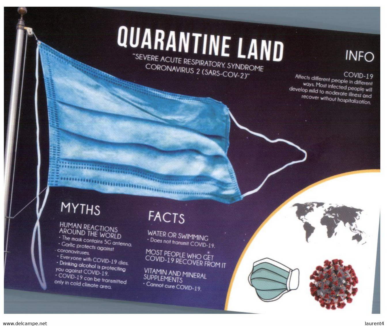 (RR 48) From Canada ? -  COVID-19 Quarantine Land Info Postcard - Myths & Facts - Salute