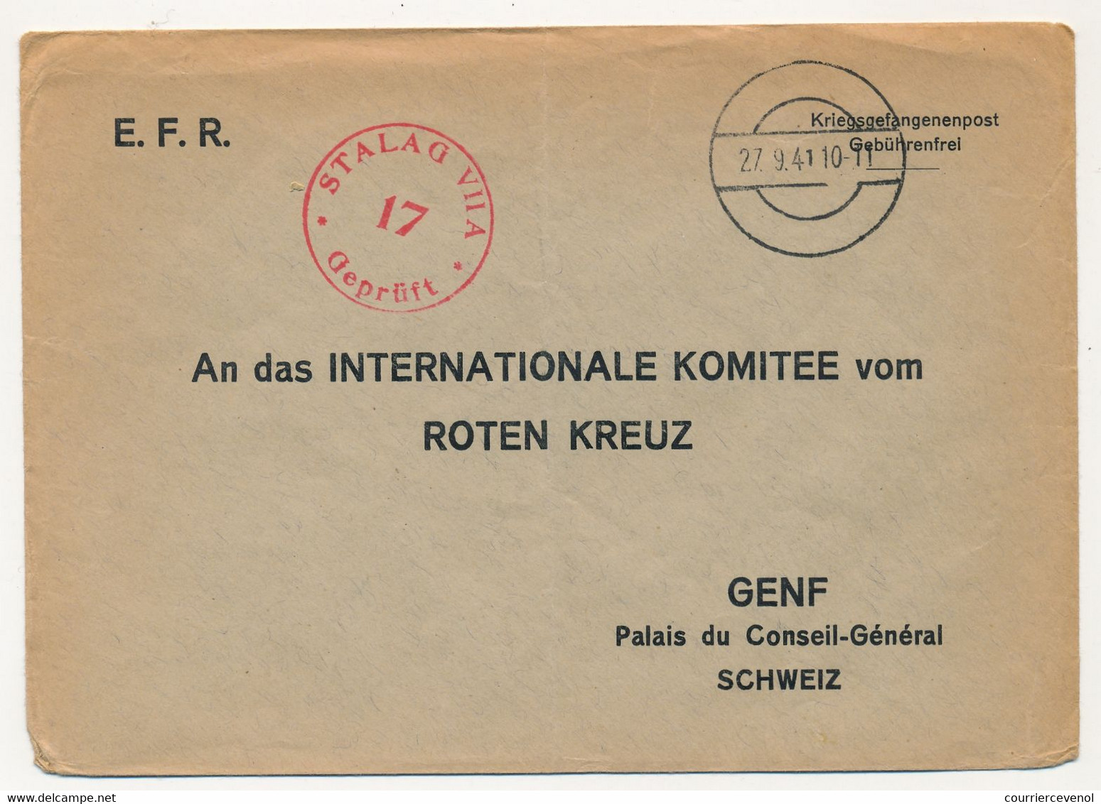 KRIEGSGEFANGENENPOST - Enveloppe Pour CICR Depuis Le Stalag VIIA - Censeur 17 - 1941 - Guerre De 1939-45