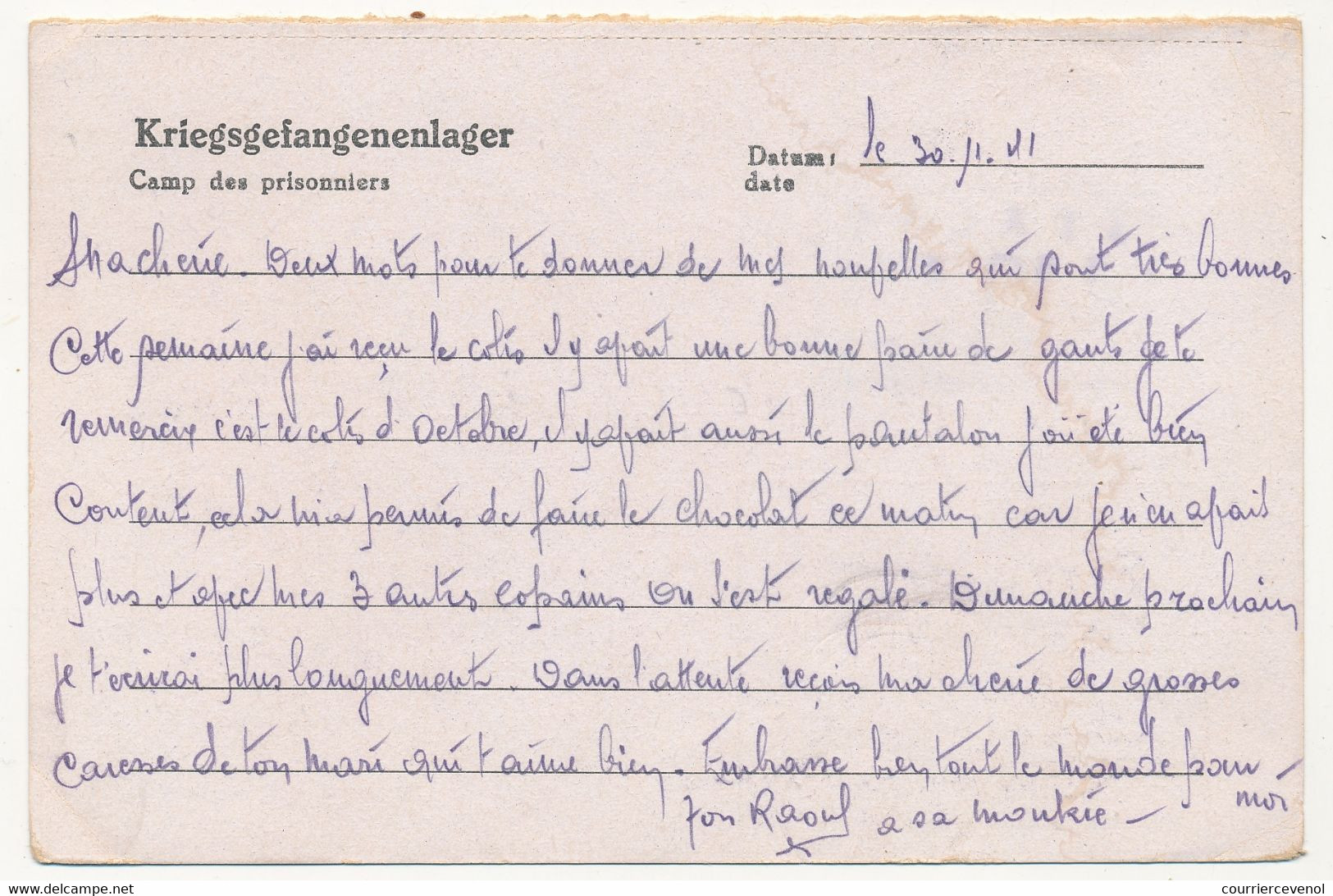 KRIEGSGEFANGENENPOST - Postkarte Depuis Le Stalag XVII A - Censeur 230 - 1941 - Guerre De 1939-45