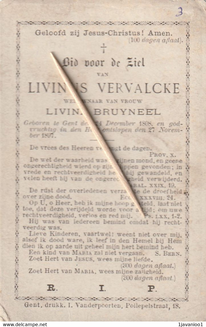 Gent, 1897, Livinus Vervalcke, Bruyneel, - Devotion Images