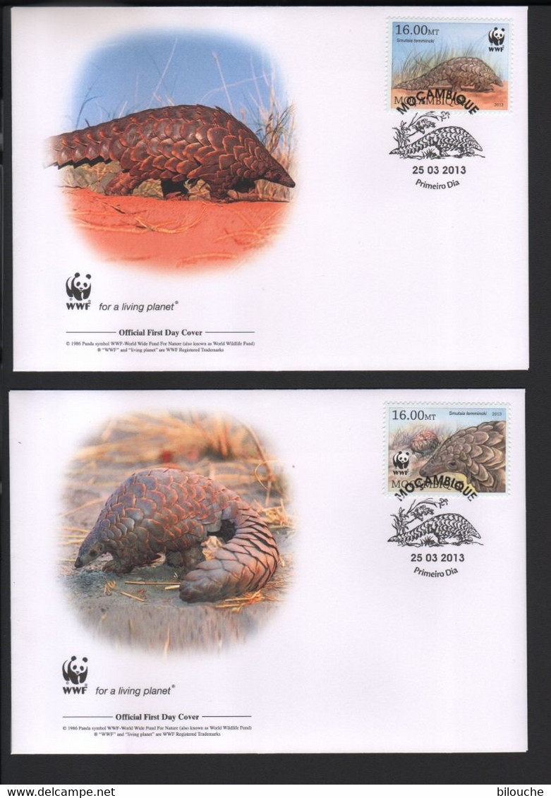 WWF 514 / SERIE COMPLETE OFFICIELLE DE 4 FDC's / MOZAMBIQUE 2013 / Pangolin De Temminck Ou Pangolin Terrestre Du Cap - Other & Unclassified