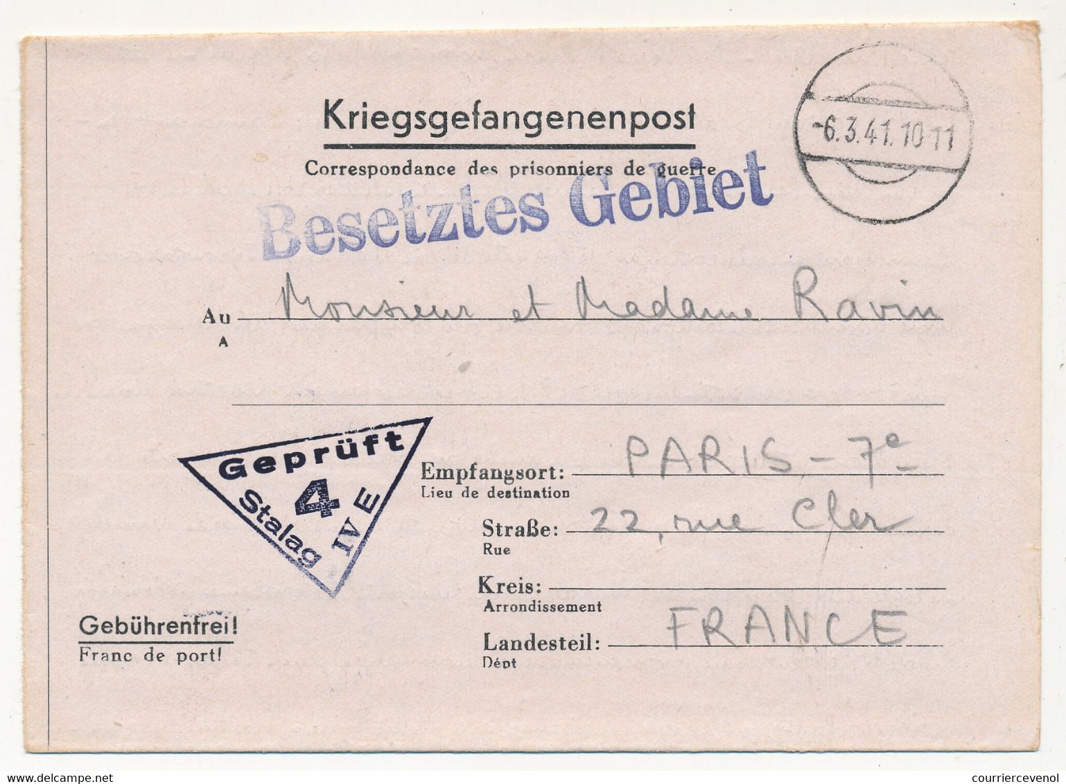 KRIEGSGEFANGENENPOST - Correspondance De P.G. Depuis Le Stalag IV D - Censeur 4 - 1941 - Oorlog 1939-45