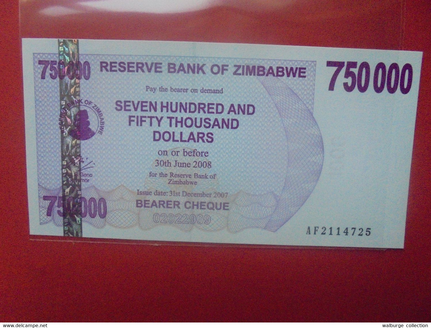 ZIMBABWE 750.000 $ Peu Circuler/Neuf (B.23) - Zimbabwe