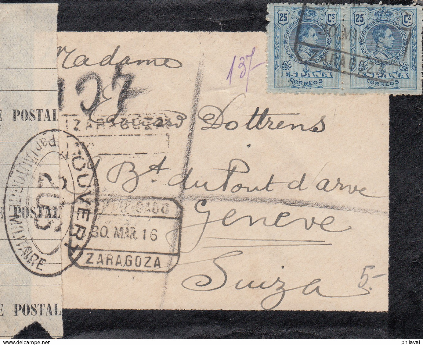 Lettre De' Espagne, Avec Censure - 12 X 9,5 Cms. - Other & Unclassified