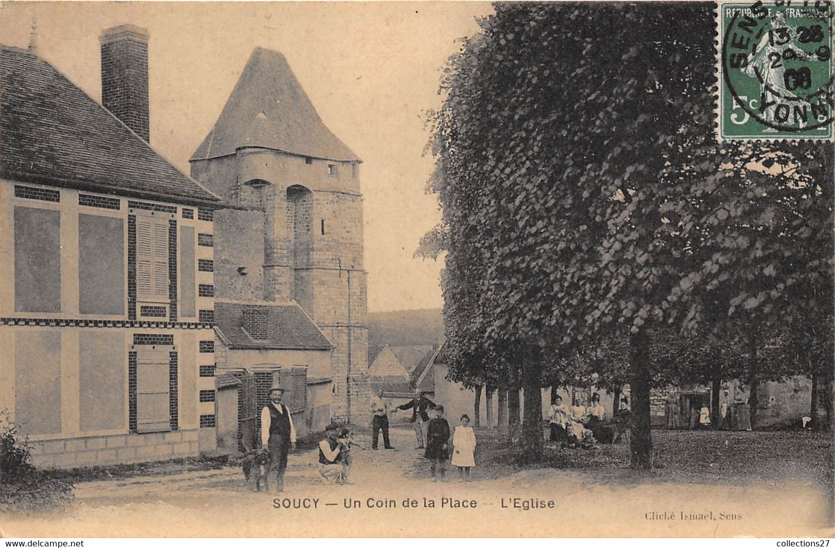 89-SOUCY- UN COIN DE LA PLACE , L'EGLISE - Soucy