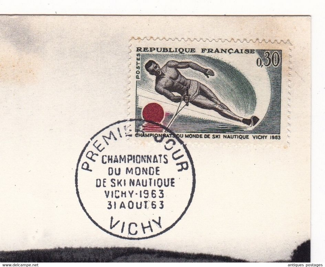 Carte Du Premier Jour 1963 Vichy Allier Championnats Du Monde De Ski Nautique Water Skiing - Ski Náutico