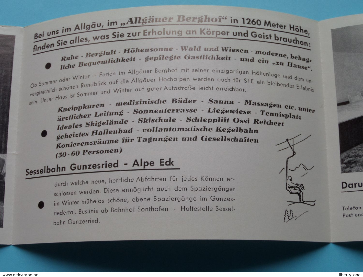 KUR- U. SPORTHOTEL " ALLGÄUER BERGHOF " Mit Alpe Eck ûber SONTHOFEN 1260 M. û.d.M. Fam. REICHERT ( Dépliant / Folder) ! - Sonthofen