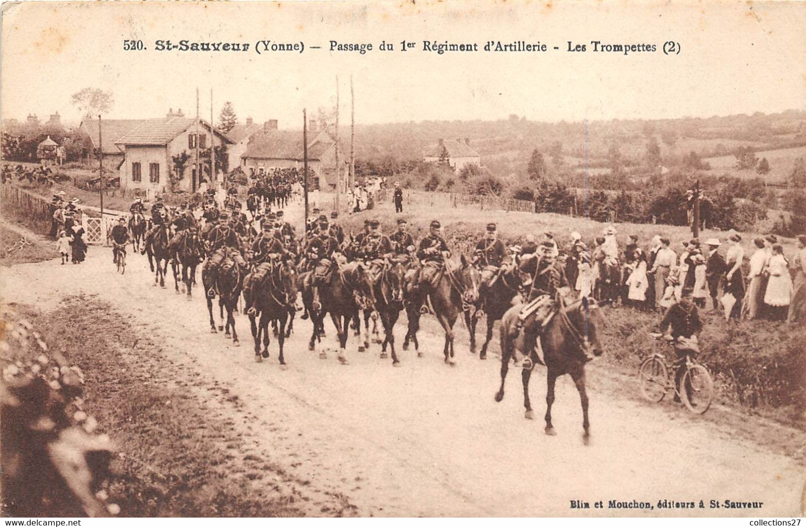 89-SAINT-SAUVEUR- PASSAGE DU 1ER REGIMENT D'ARTILLERIE, LES TROMPETTES - Saint Sauveur En Puisaye