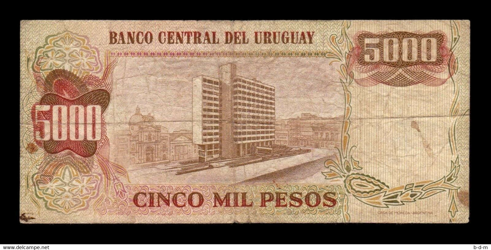 Uruguay 5 Nuevos Pesos On 5000 Pesos 1975 Pick 57r Replacement BC F - Uruguay