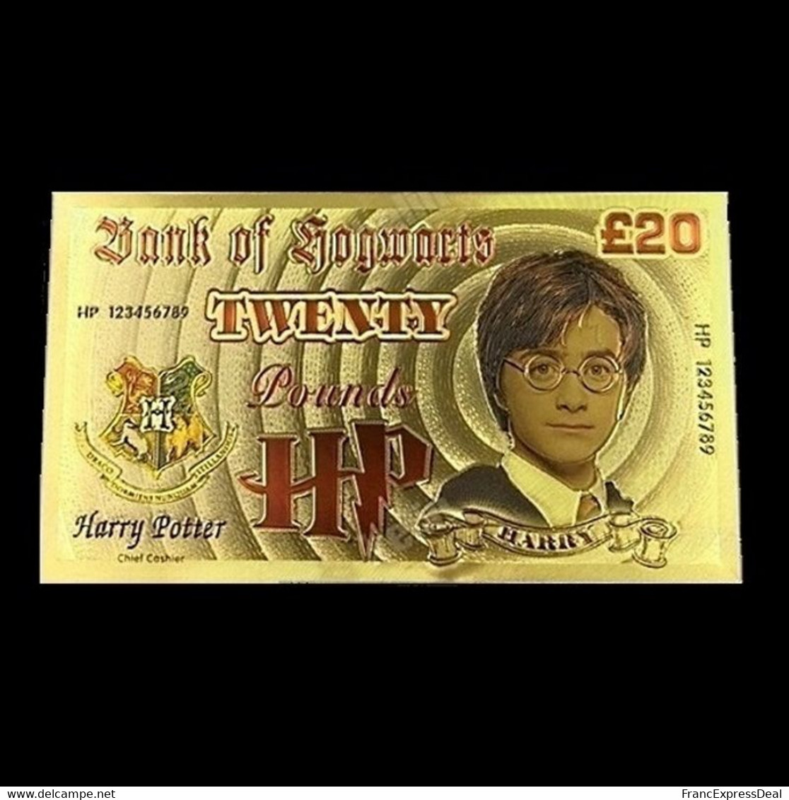 1 Billet Plaqué OR ( GOLD Plated Banknote ) - Harry Potter Bank Of Hogwarts - Specimen