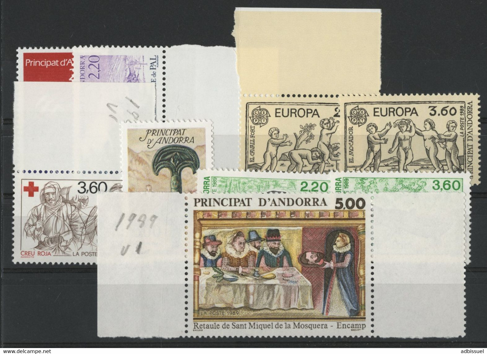 ANDORRE FRANCAIS 1989 ANNEE COMPLETE COTE 24.1 € N° 376 à 384 NEUFS ** (MNH). Vendue à 10% De La Cote. TB - Unused Stamps