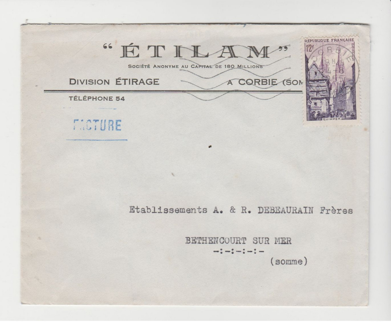 SOMME: ETILAM, Division Etirage à Corbie / LSC De 1955 Pour Bethencourt - 1921-1960: Modern Period