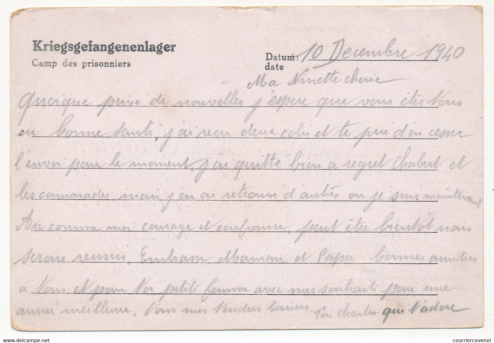 KRIEGSGEFANGENENPOST - Postkarte Depuis Stalag XIII B - Censeur D 41 - 1940 - Griffe Rouge "pour Gagner Du Temps... - WW II