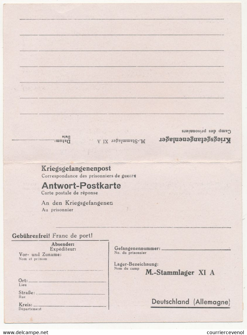 KRIEGSGEFANGENENPOST - Carte Postale Double Pour Le Stalag XI A - Neuve - WW II