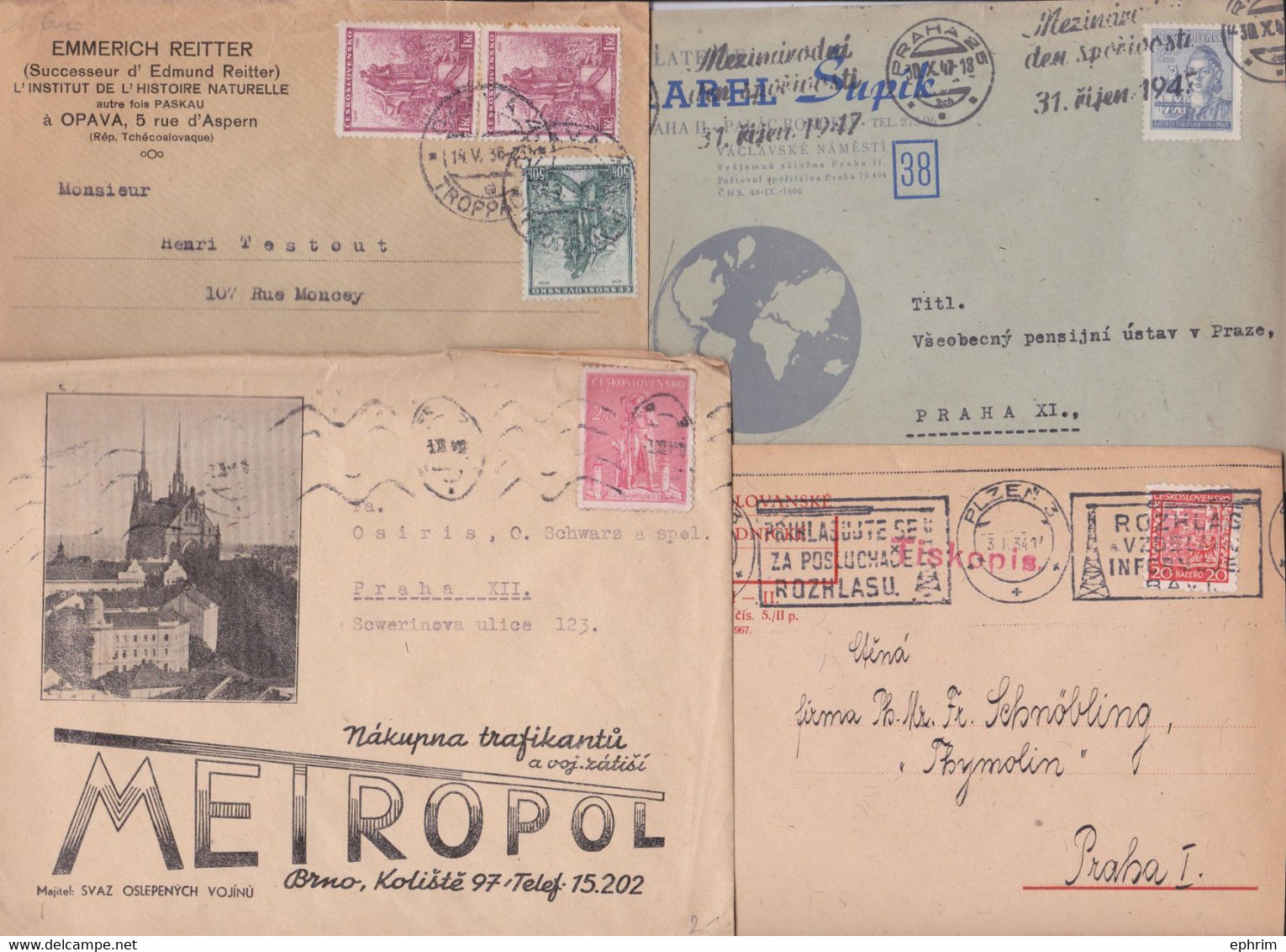 TCHECOSLOVAQUIE CZECHOSLOVAKIA CESKOSLOVENSKO Lot Varié De 290 Enveloppes Timbrées Anciennes Avant 1950 Old Mail Covers - Collections, Lots & Series