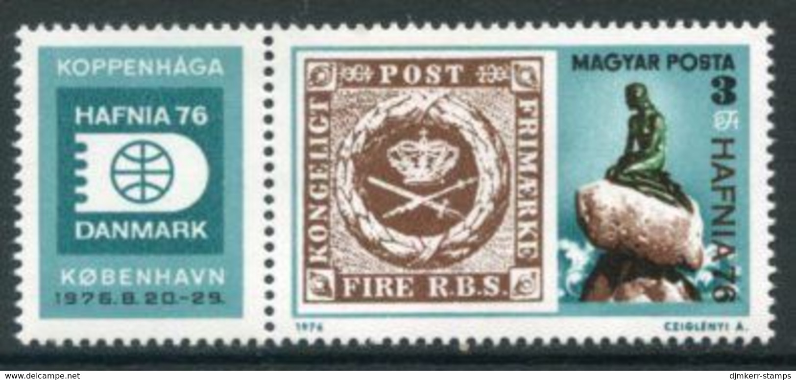 HUNGARY 1976 HAFNIA Stamp Exhibition  MNH / **..  Michel 3133 Kb - Ungebraucht