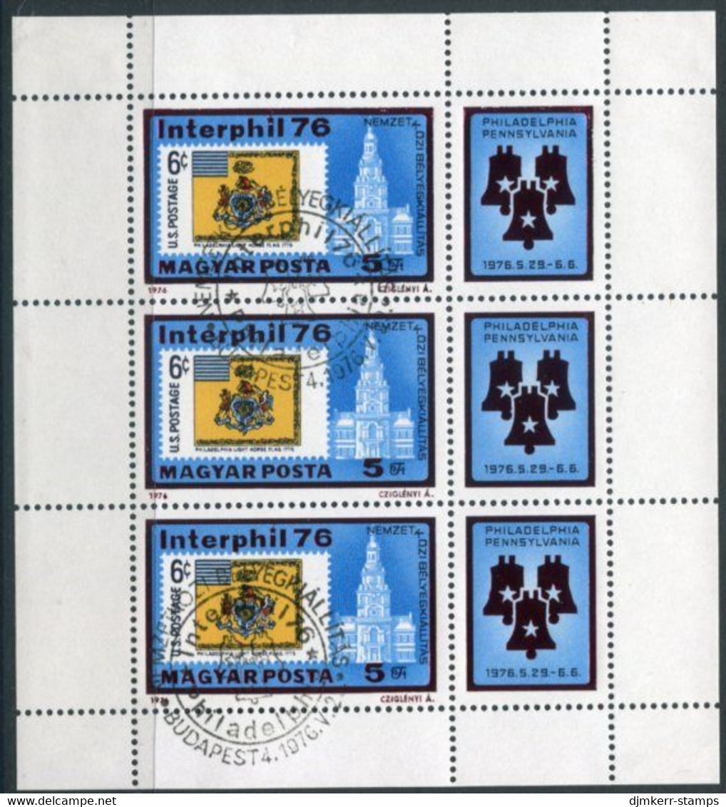 HUNGARY 1976 INTERPHIL Stamp Exhibition Sheetlet Used.  Michel 3122 Kb - Blocks & Sheetlets