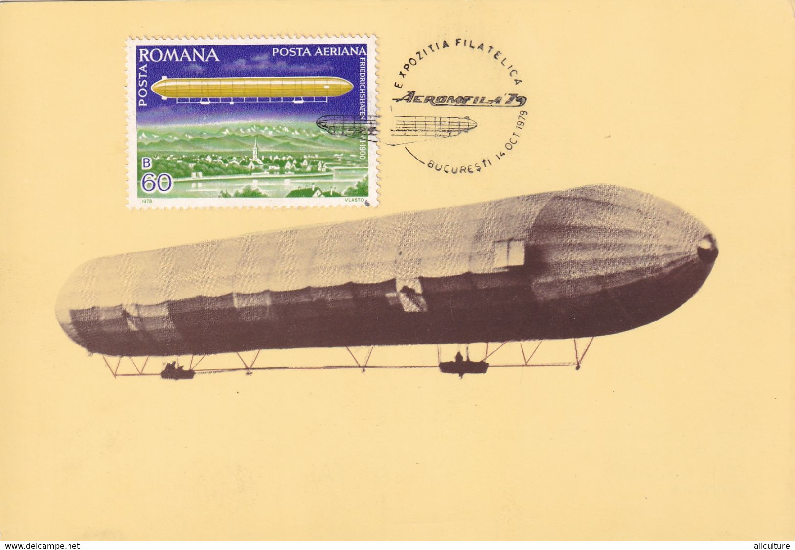 A9100- ZEPPELIN LZ 1 MAXI CARD, PHYLATELIC EXHIBITION BUCHAREST AEROMFILA 1979 ROMANIA USED STAMP - Zeppelines