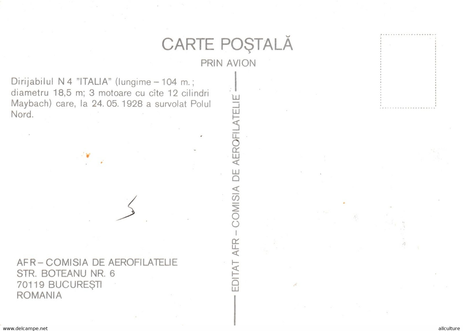 A9102- ZEPPELIN N4 ITALIA MAXI CARD, PHYLATELIC EXHIBITION BUCHAREST 1979 ROMANIA USED STAMP - Zeppeline