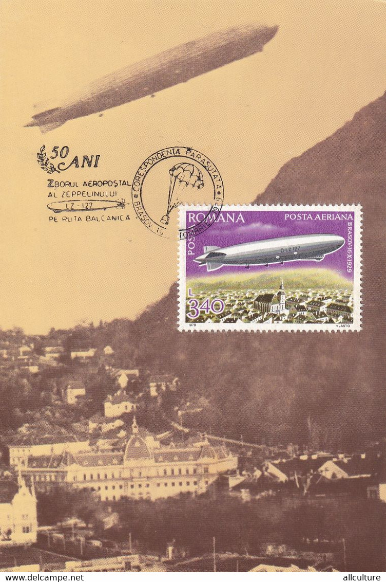 A9104- ZEPPELIN LZ 127 MAXI CARD, BRASOV 1979 ROMANIA USED STAMP - Zeppeline