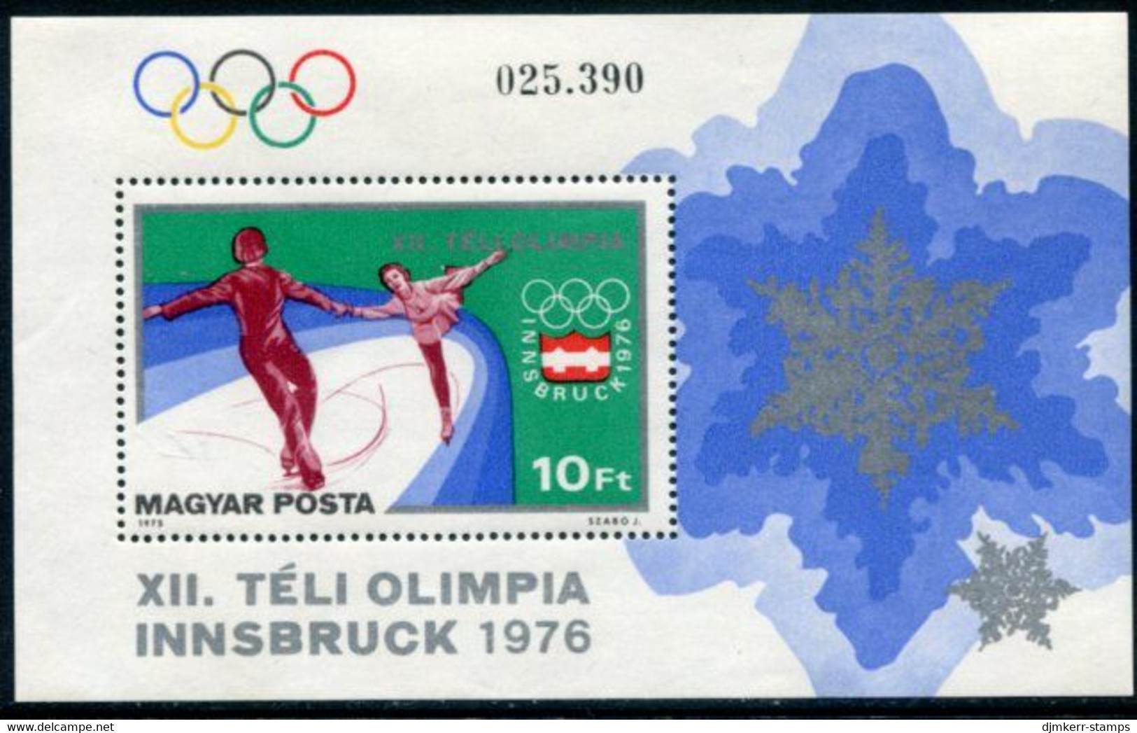 HUNGARY 1975 Winter Olympics Block MNH / **.  Michel Block 116A - Blokken & Velletjes
