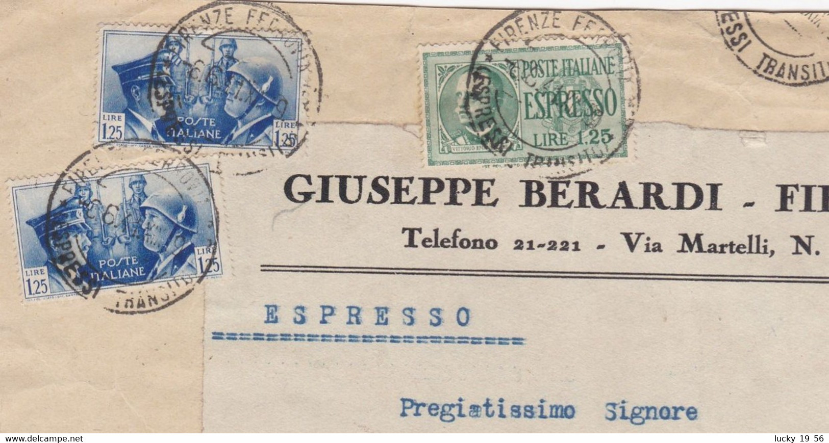 1941 Fronte Di Espresso Da Firenze A Roma (5 Porti ?) - Marcofilía