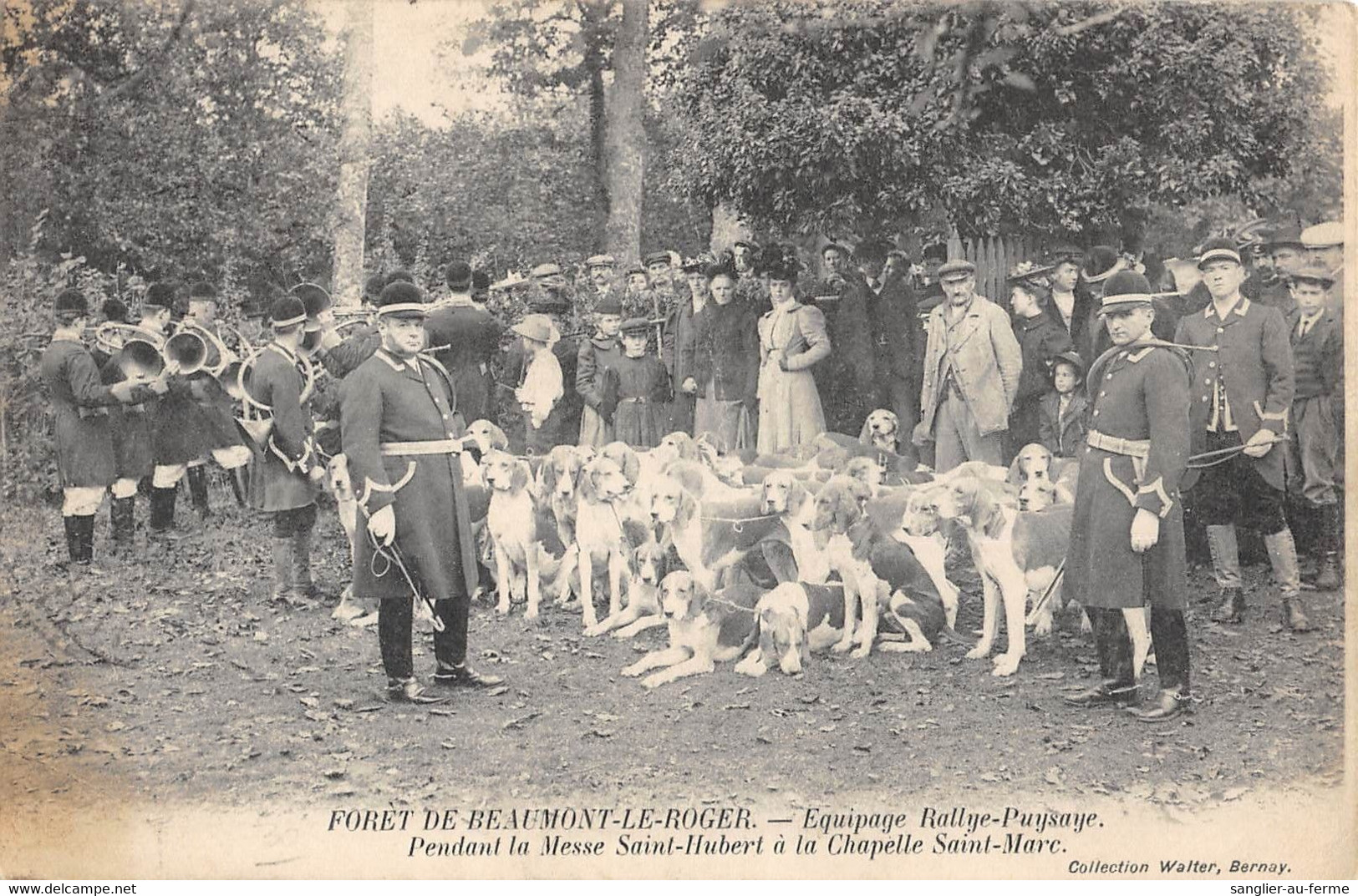 CPA 27 FORET DE BEAUMONT LE ROGER EQUIPAGE RALLYE PUYSAYE PENDANT LA MESSE ST HUBERT - Autres & Non Classés