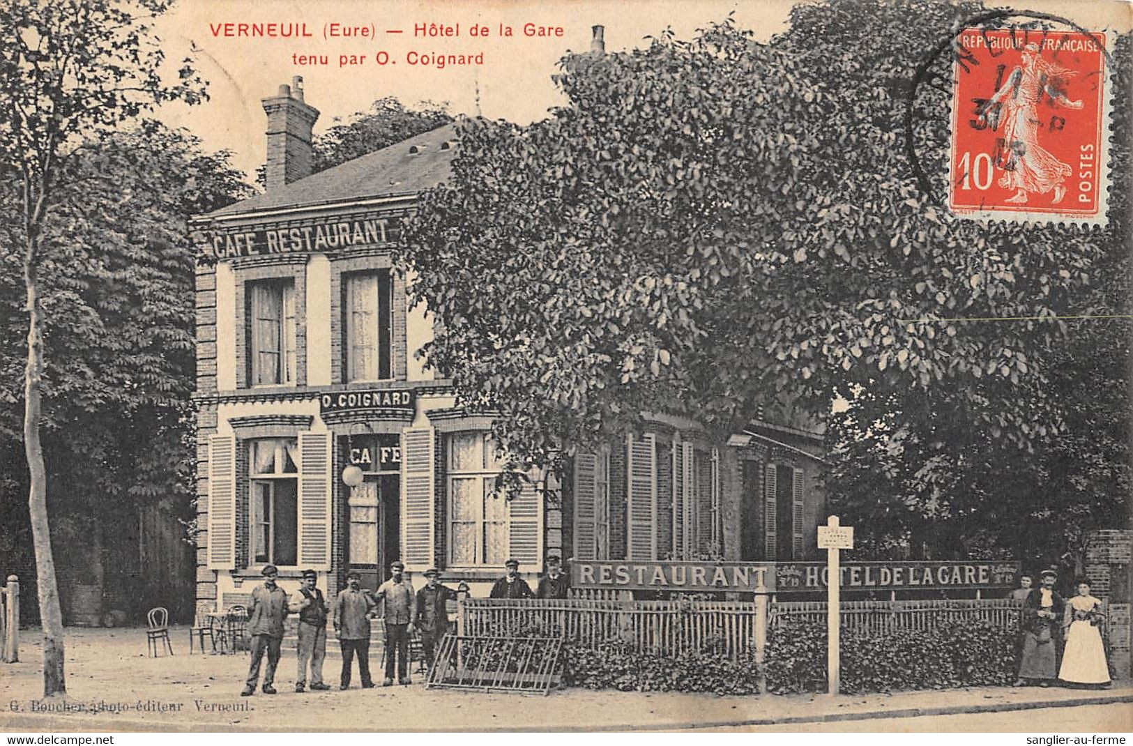 CPA 27 VERNEUIL HOTEL DE LA GARE TENU PAR O.COIGNARD - Verneuil-sur-Avre