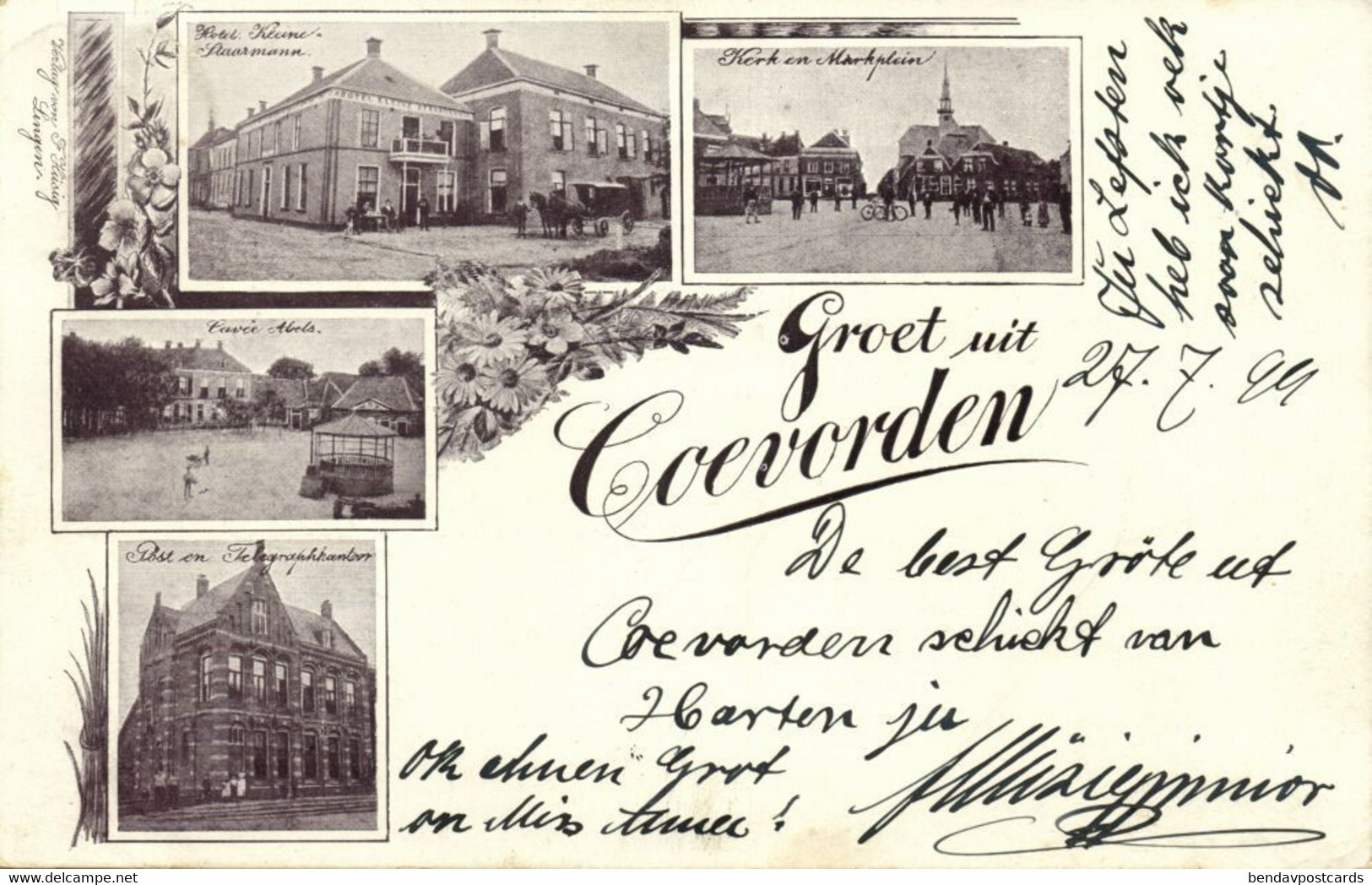 Nederland, COEVORDEN, Hotel Kleine Staarmann, Postkantoor (1899) Ansichtkaart - Coevorden