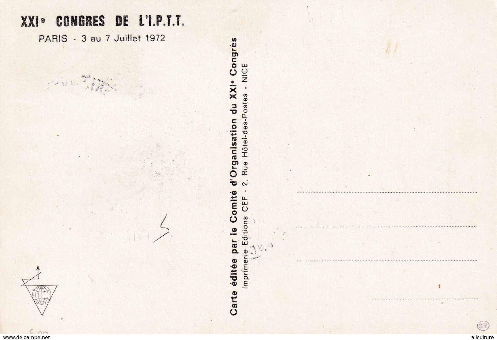 A9150- CONGRES DE L IPTT PARIS 1972 MAXIMUM CARD FRANCE USED STAMP - Andere & Zonder Classificatie