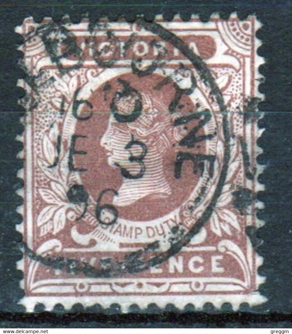 Australia 1890 Queen Victoria 5d Stamp Duty Revenue Fiscally Cancelled In Good Condition. - Revenue Stamps