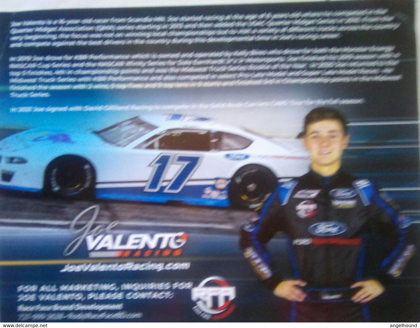 Joe Valento ( American Race Car Driver) - Handtekening