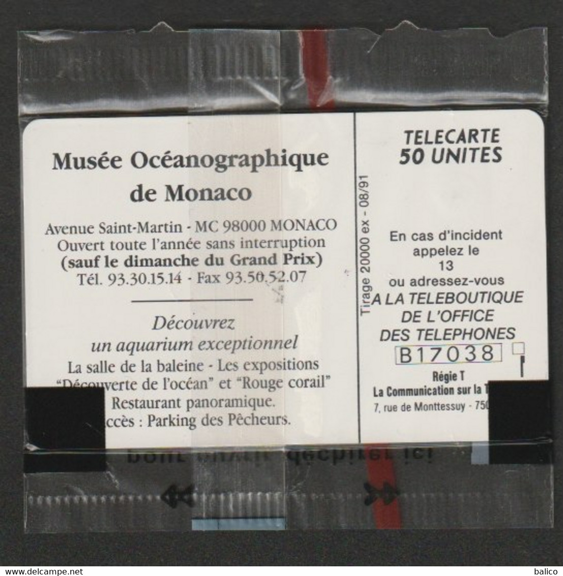 Musée Océanographique - Monaco - 50 Unités GEM - Neuve Sous Blister - Réf, MF16 - Côte 22 € - Monaco