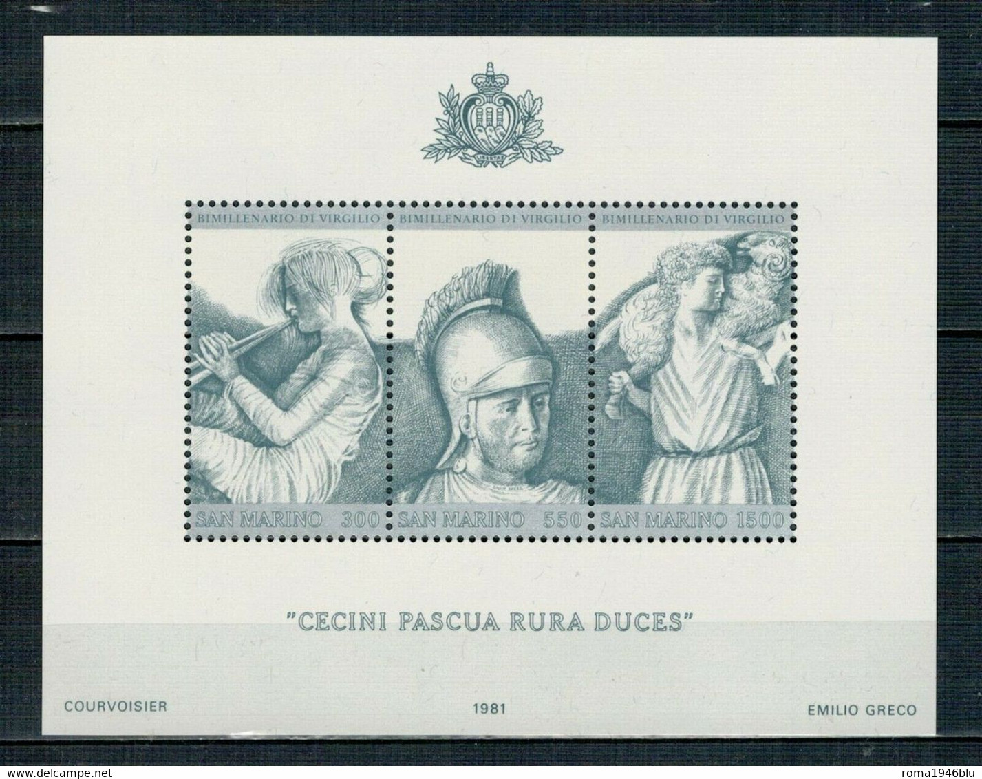 SAN MARINO  1981 BIMILLENARIO MORTE DI VIRGILIO FOGLIETTO **  MNH - Blocks & Sheetlets