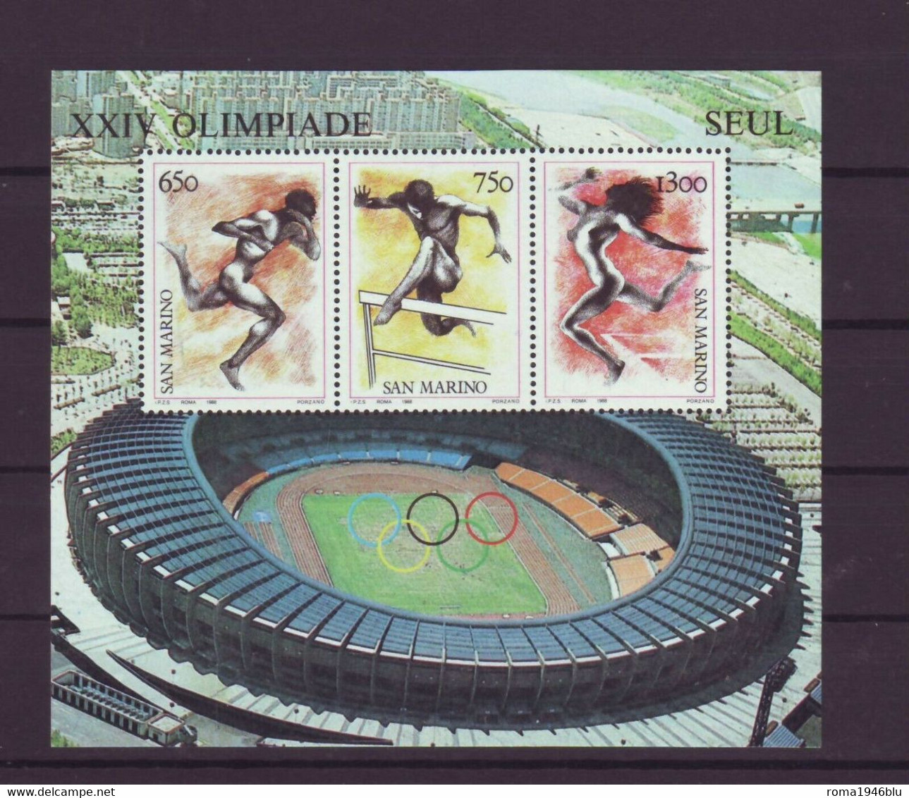 SAN MARINO 1988 XXIV OLIMPIADE SEUL FOGLIETTO **  MNH - Blocchi & Foglietti