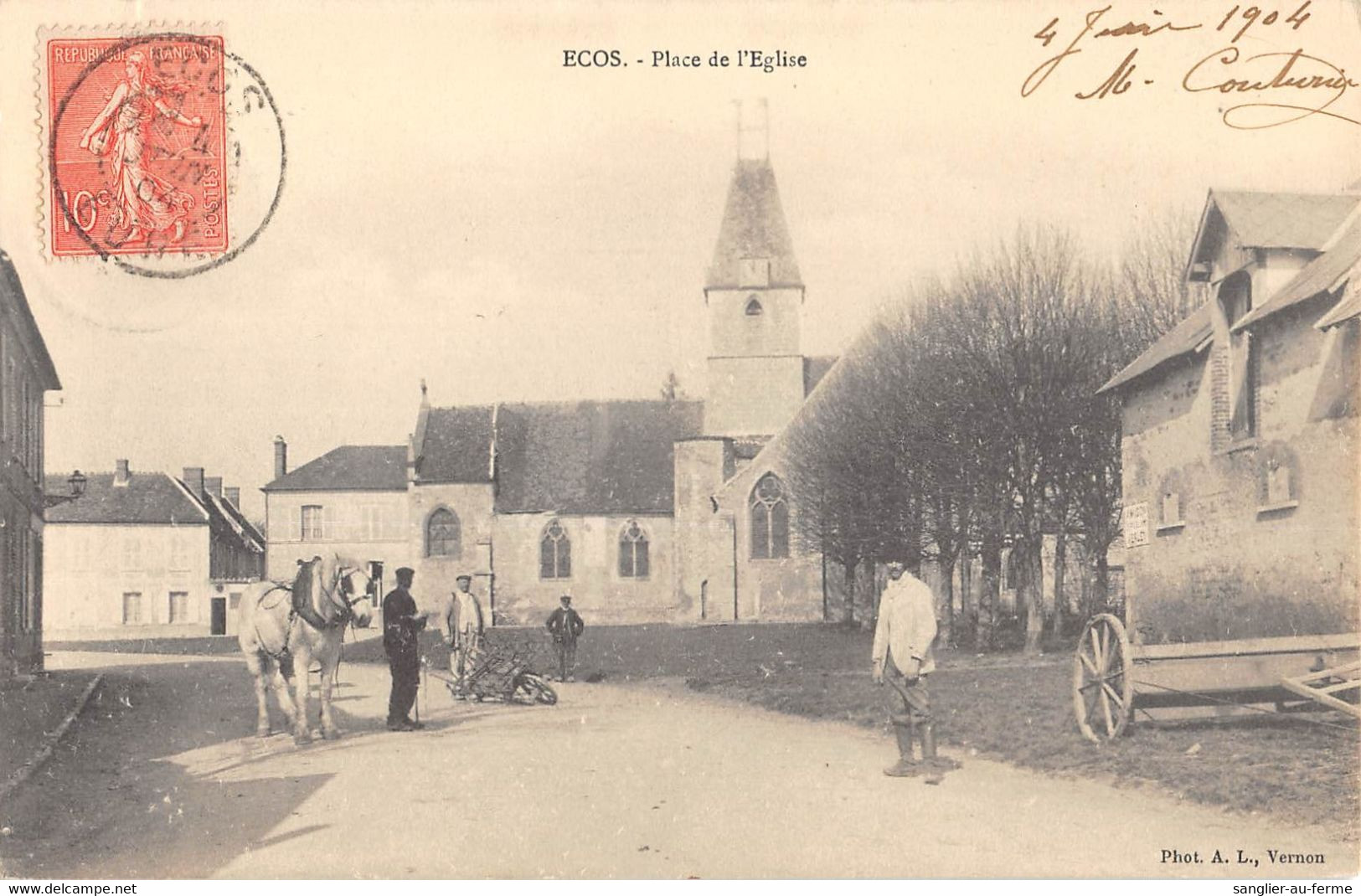 CPA 27 ECOS PLACE DE L'EGLISE - Other & Unclassified